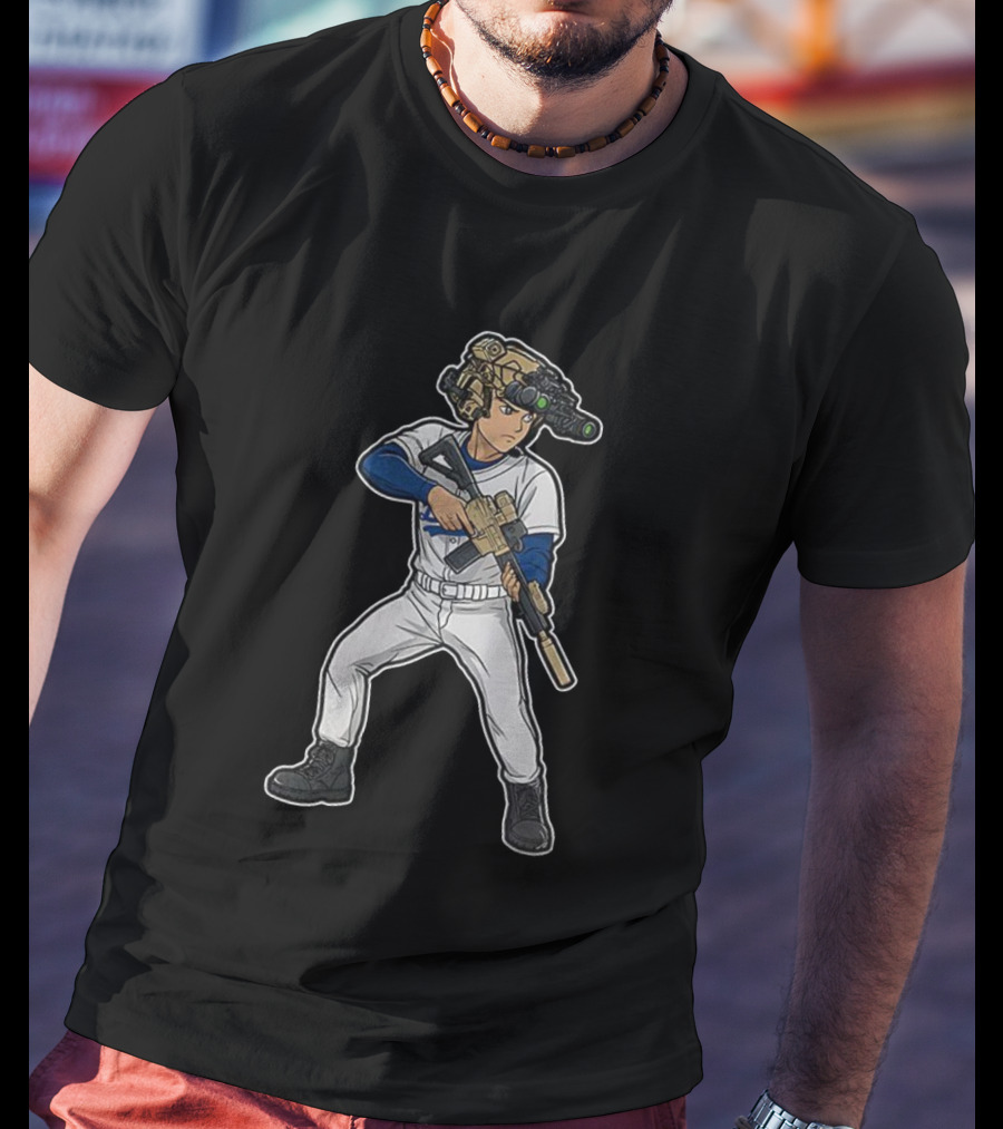 Shohei Ohtani Los Angeles Dodgers Baseball ShoTime Soldier With Tactical Gear T-Shirt