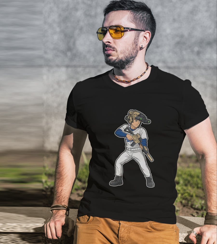 Shohei Ohtani Los Angeles Dodgers Baseball ShoTime Soldier With Tactical Gear T-Shirt