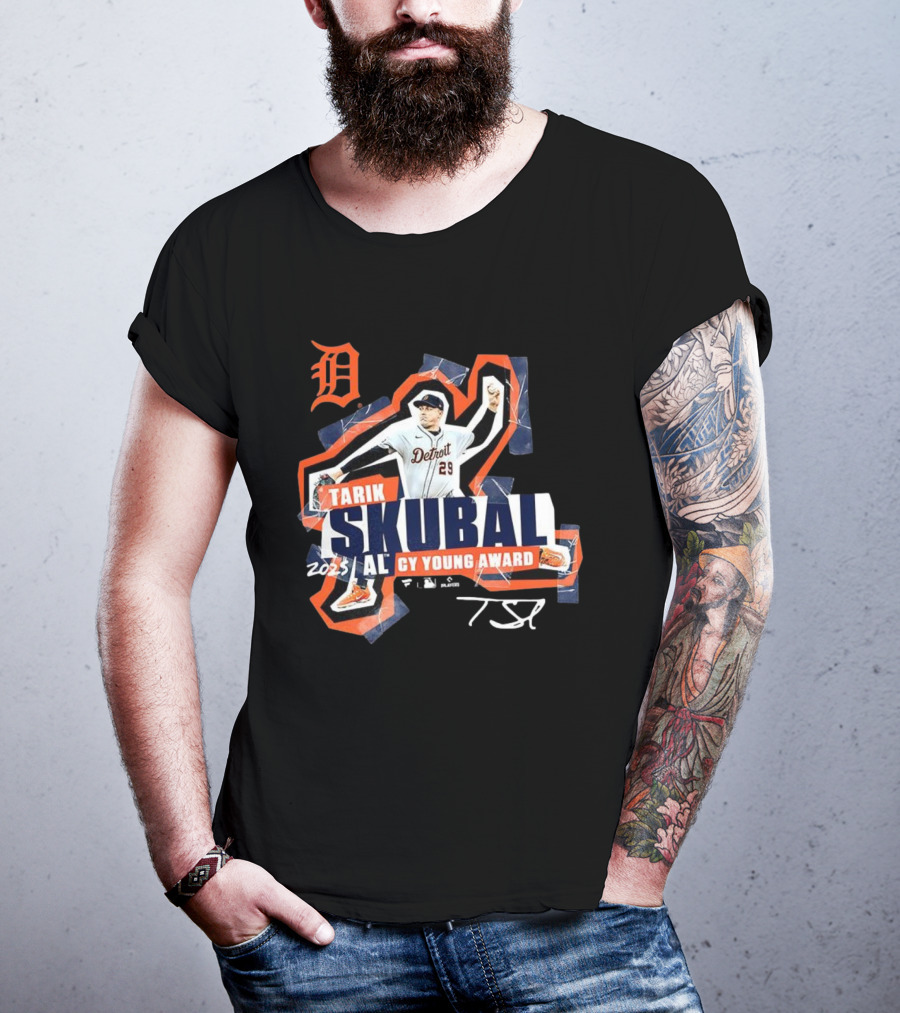 Tarik Skubal Detroit 2025 AL Cy Young Award Tigers Signature T-Shirt