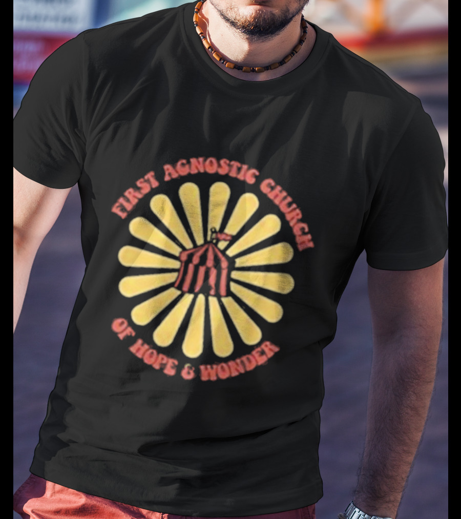 First Agnostic Church Of Hope And Wonder Radiant Sunburst Design T-Shirt