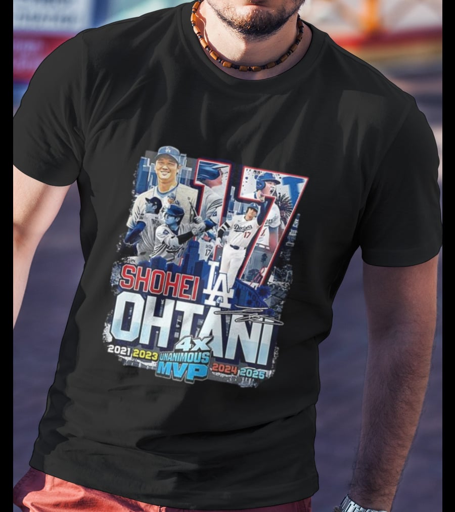Shohei Ohtani 17 LA Unanimous MVP 2021 2023 2024 2025 Signature T-Shirt