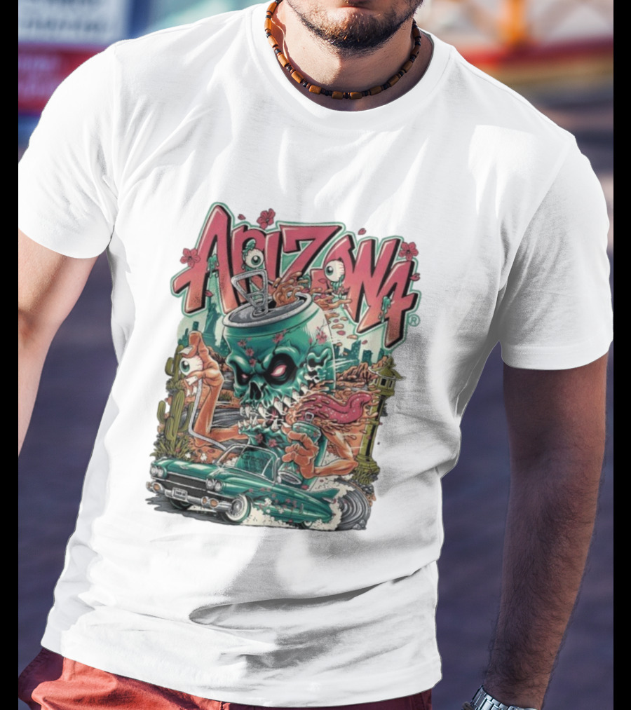 Arizona Evil Green Tea Car Cactus Monster Cartoon T-Shirt