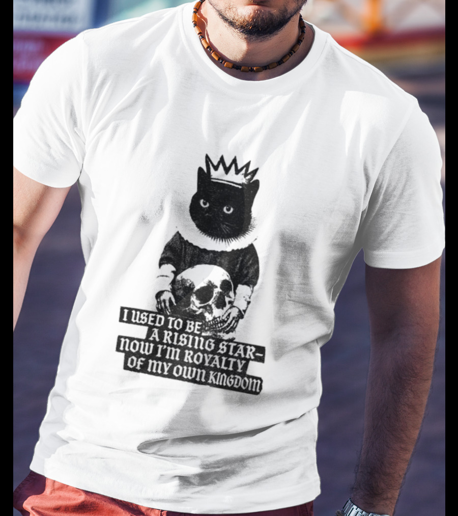 King Cat Holding Skull I Used To Be A Rising Star Now I'm Royalty Of My Own Kingdom T-Shirt