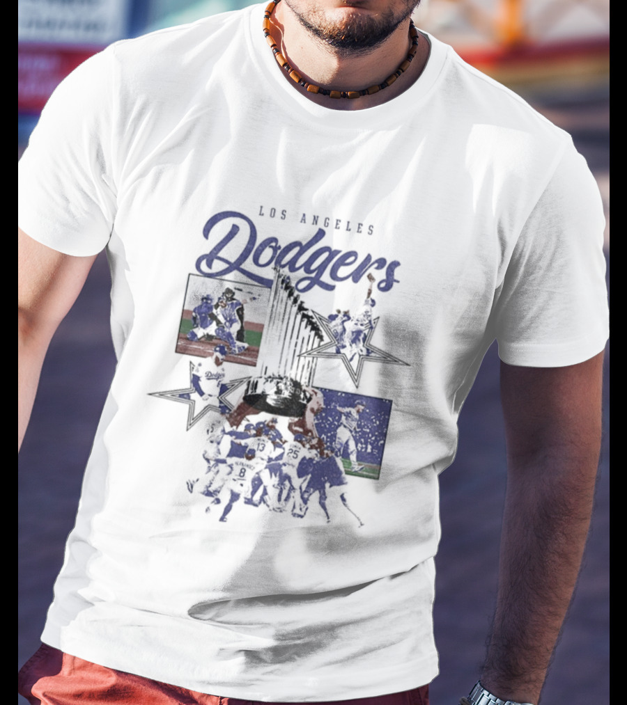 Los Angeles Dodgers World Series Champions Stars Montage T-Shirt