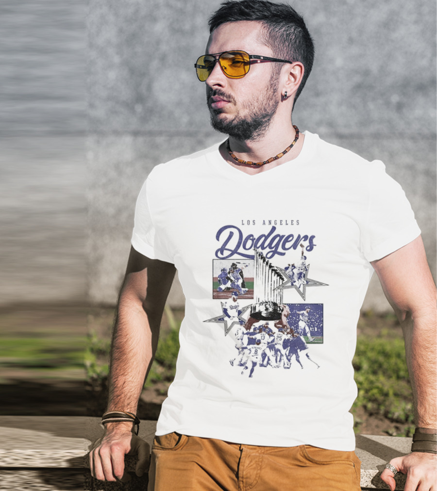 Los Angeles Dodgers World Series Champions Stars Montage T-Shirt