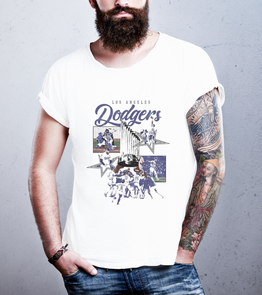 Los Angeles Dodgers World Series Champions Stars Montage T-Shirt