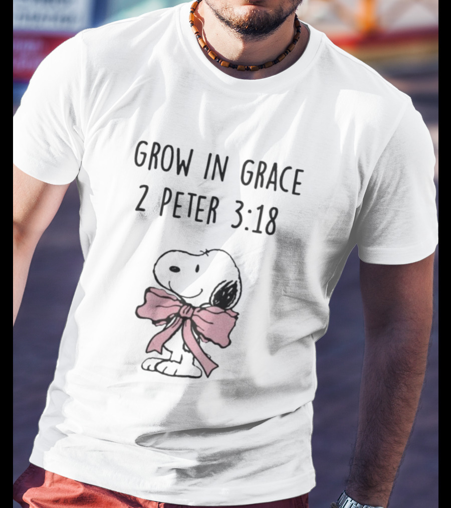 Snoopy Peanuts Grow In Grace 2 Peter 3:18 T-Shirt
