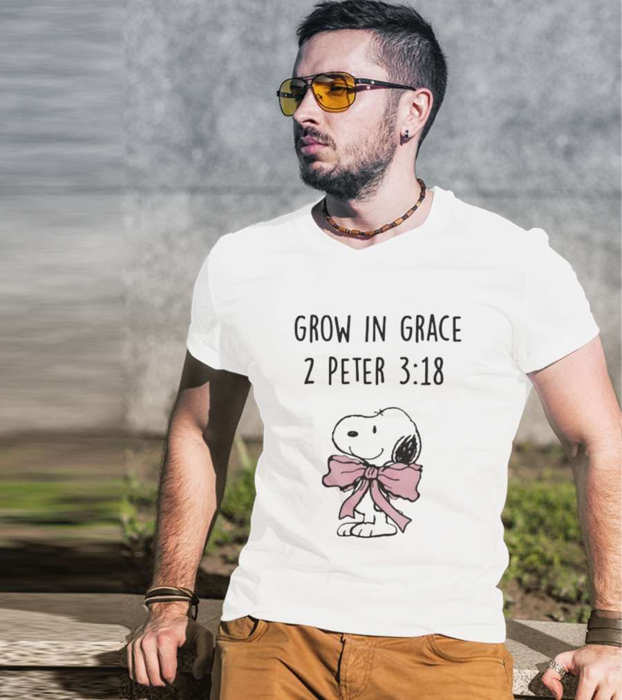 Snoopy Peanuts Grow In Grace 2 Peter 3:18 T-Shirt