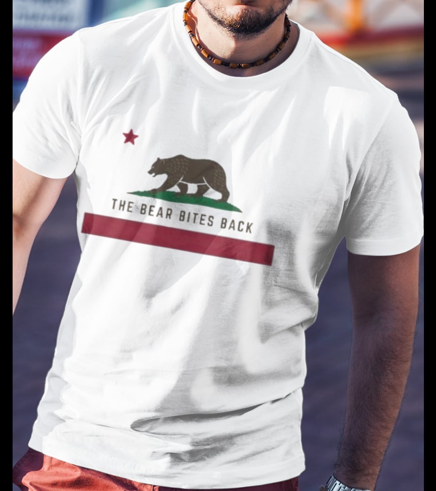 The Bear Bites Back California Flag Parody Bear Star T-Shirt