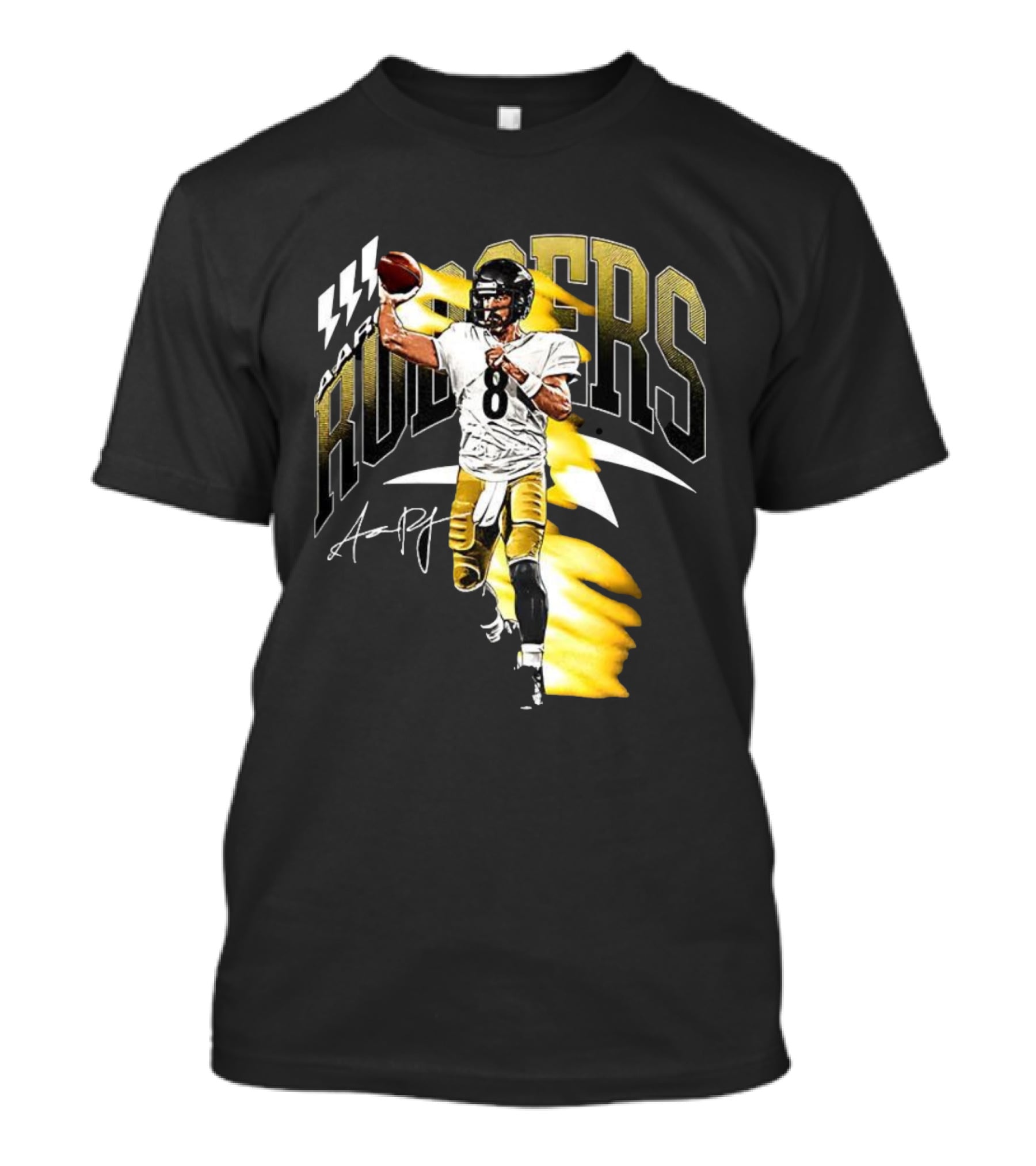 Aaron Rodgers Number 08 Pittsburgh Steelers Football Signature T-Shirt