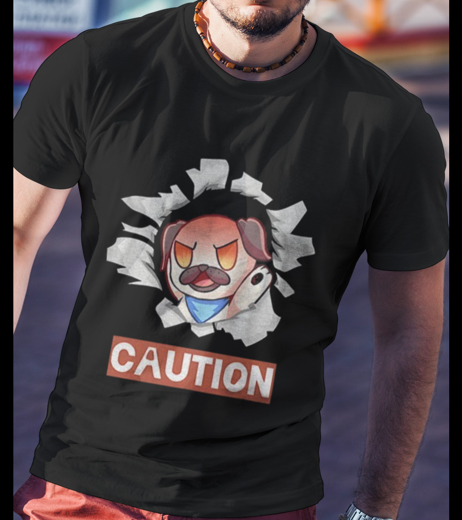 Andy Rage Caution Angry Mustached Dog Animation T-Shirt