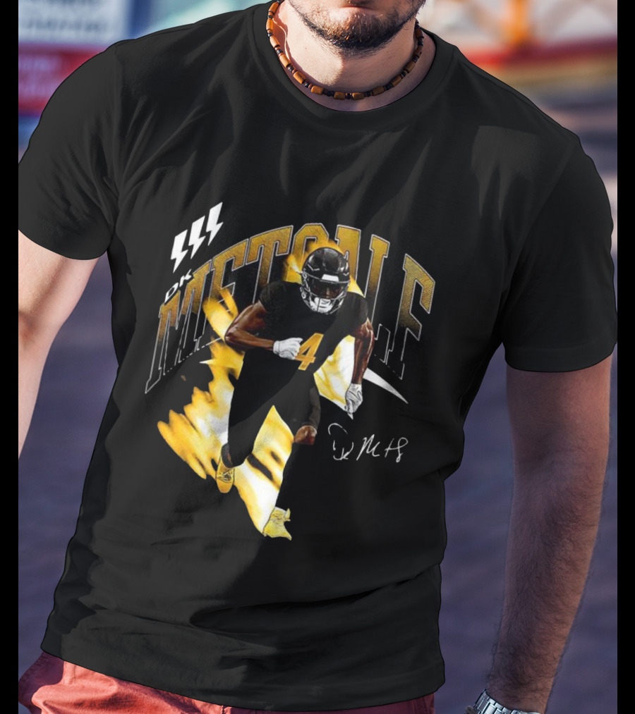DK Metcalf Football Number 4 Pittsburgh Steelers Signature Retro T-Shirt