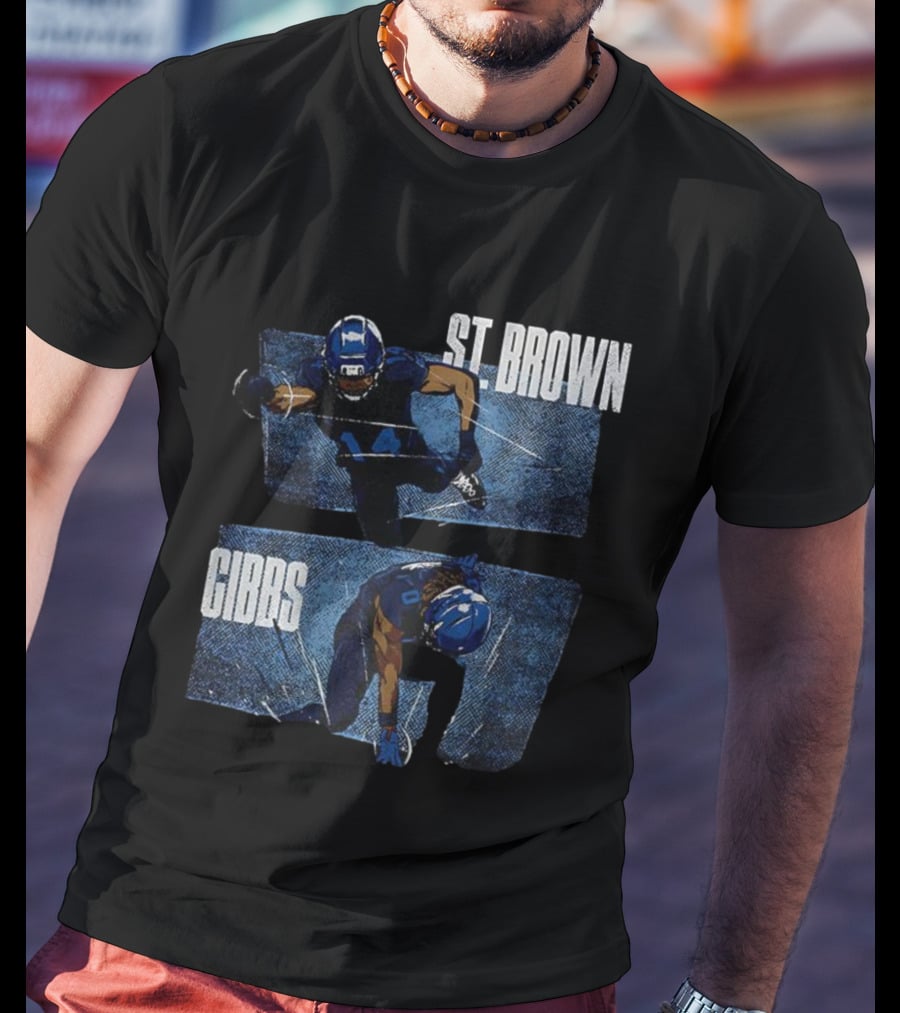 Detroit Lions Football Stars Jahmyr Gibbs And Amon-Ra St. Brown T-Shirt