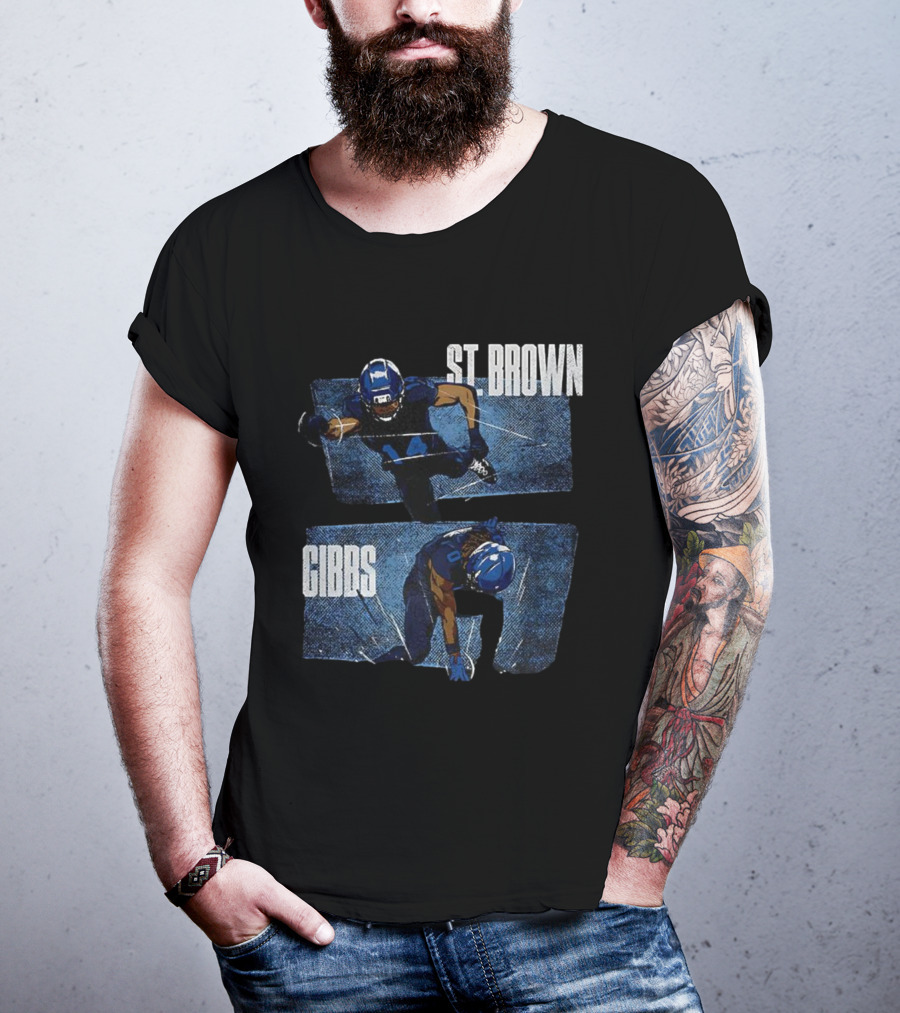 Detroit Lions Football Stars Jahmyr Gibbs And Amon-Ra St. Brown T-Shirt