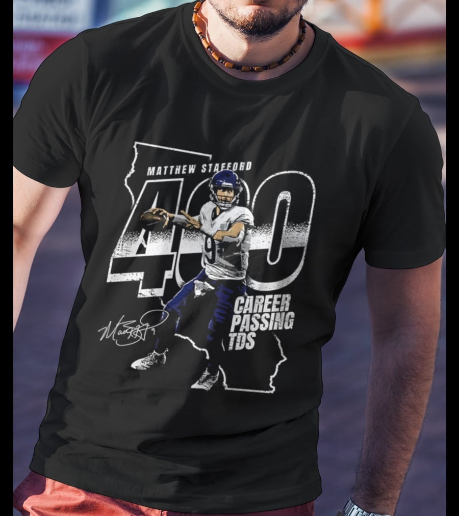Los Angeles Rams Matthew Stafford 400 Club Career Passing TDS Signature T-Shirt