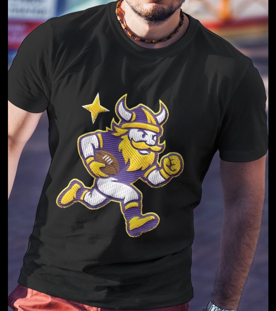 Minnesota Vikings NFL Mascot Running Football Star T-Shirt