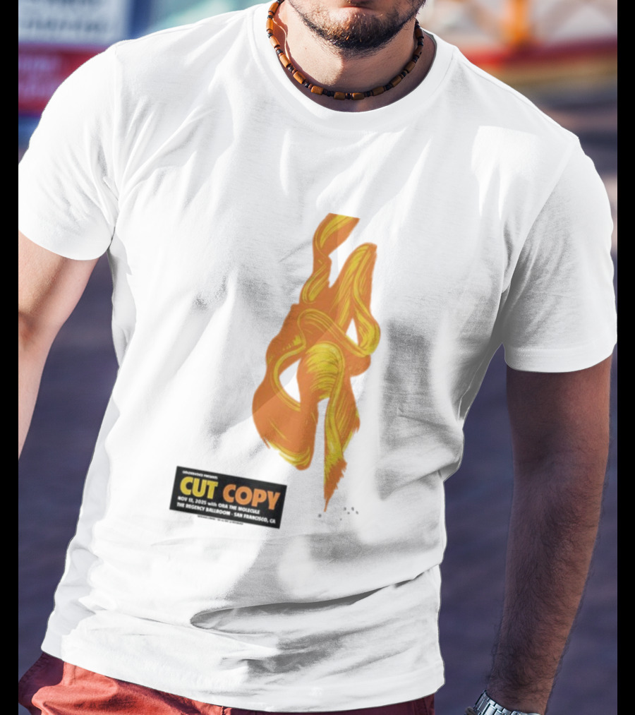 Cut Copy San Francisco November 13 2025 Concert Orange Yellow Flame Artwork T-Shirt