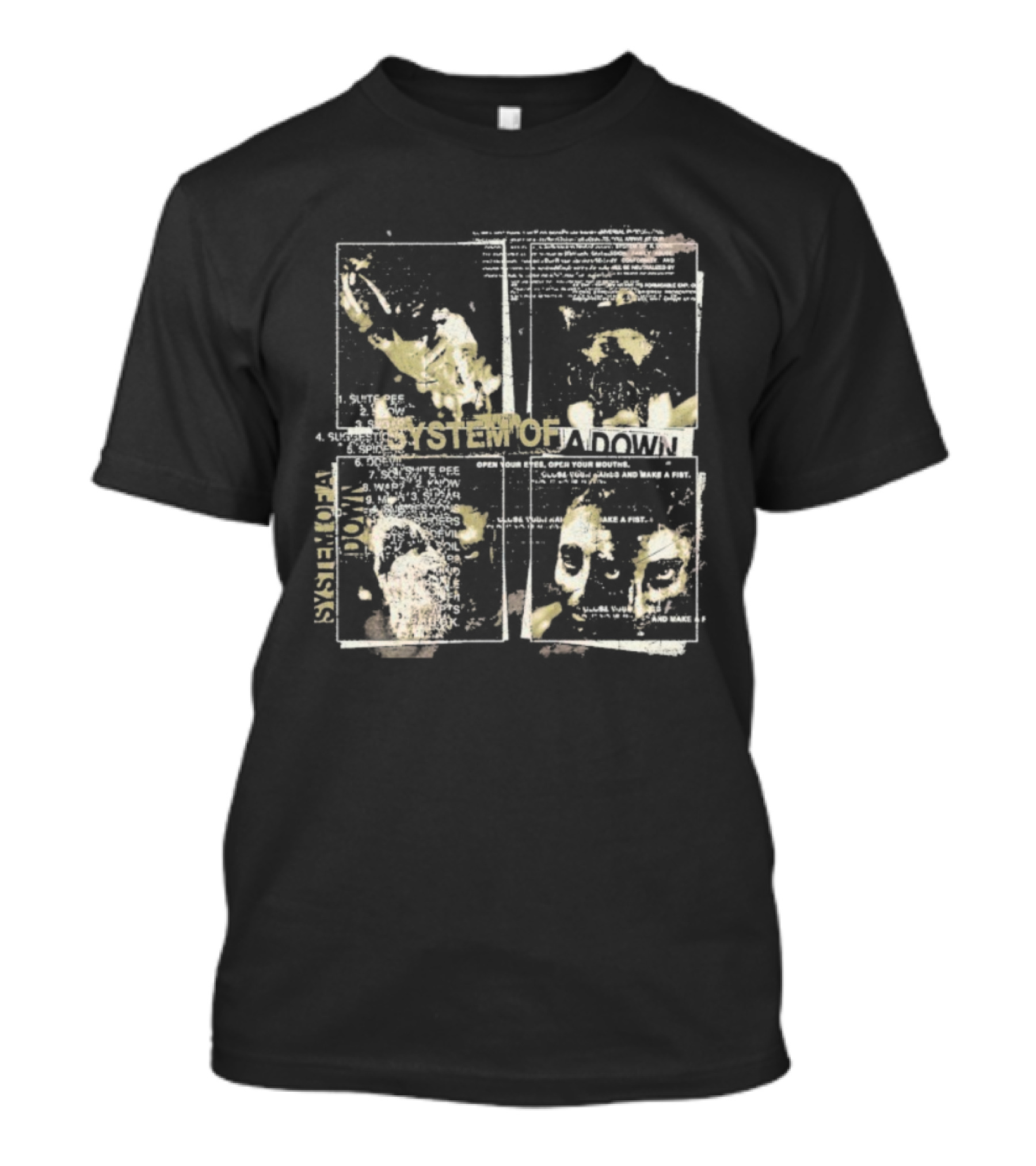 System Of A Down Self-Titled Painted Faces Vintage Style Graphic T-Shirt