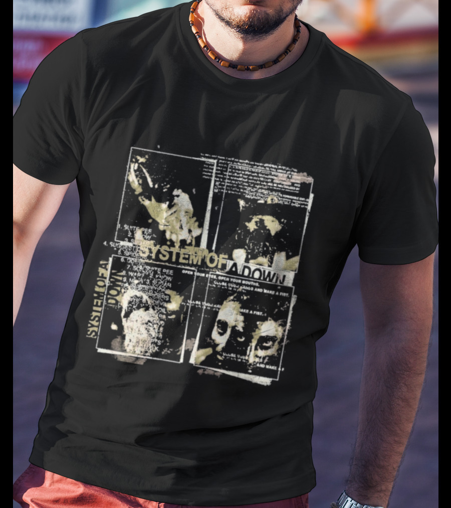 System Of A Down Self-Titled Painted Faces Vintage Style Graphic T-Shirt