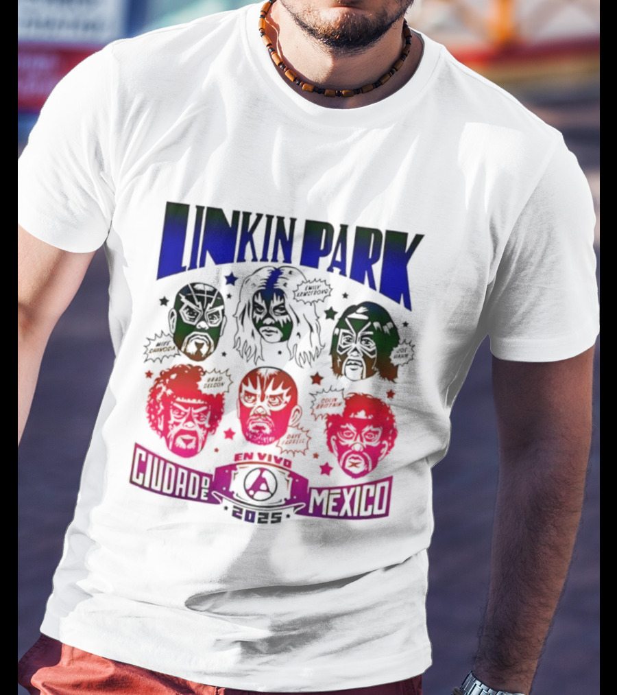 Linkin Park Lucha Libre En Vivo Mexico 2025 Concert T-Shirt
