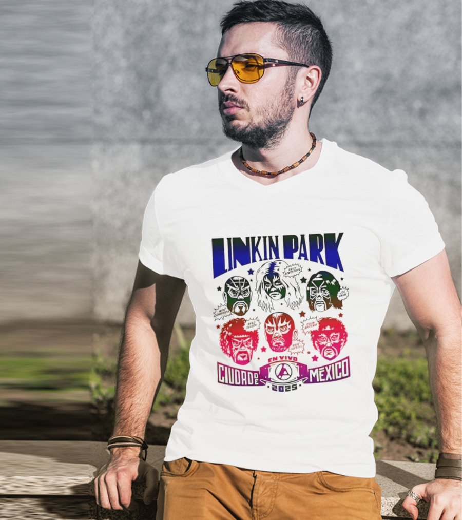 Linkin Park Lucha Libre En Vivo Mexico 2025 Concert T-Shirt