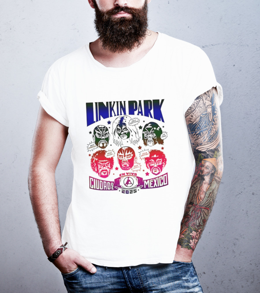 Linkin Park Lucha Libre En Vivo Mexico 2025 Concert T-Shirt