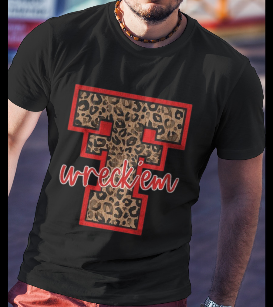 Texas Tech Red Raiders Leopard Print Wreck 'Em 2025 Game Day T-Shirt