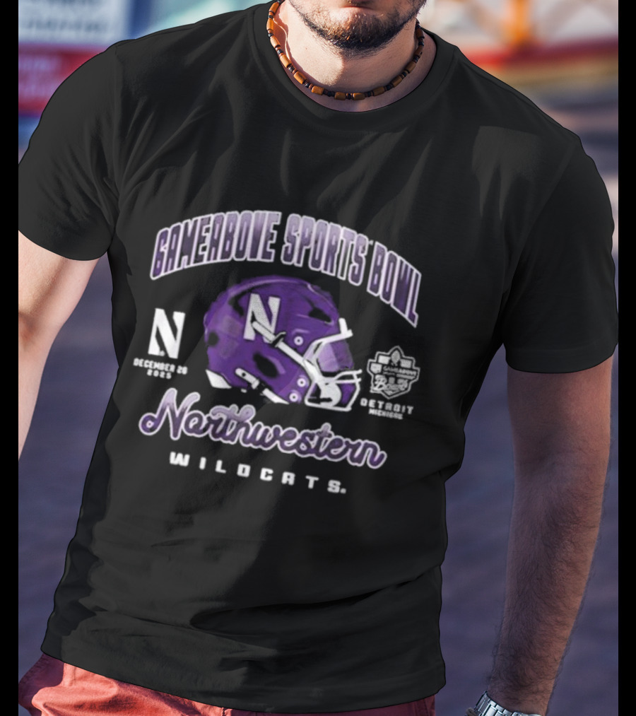 Gameabove Sports Bowl Northwestern Wildcats 2025 Helmet T-Shirt