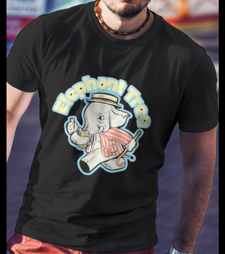 Elephant Tree Vintage Cartoon Style Elephant In Suit And Hat T-Shirt