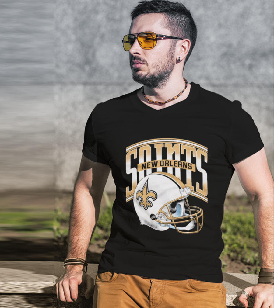 New Orleans Saints Football Helmet Gradient Style T-Shirt