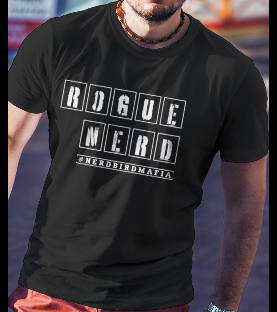 Rogue Nerd NERDBIRDMAFIA Bold Text Style T-Shirt