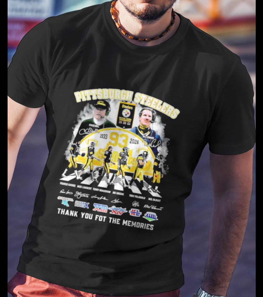Pittsburgh Steelers Legendary 93 Years Coaches Players Signatures Memories T-Shirt