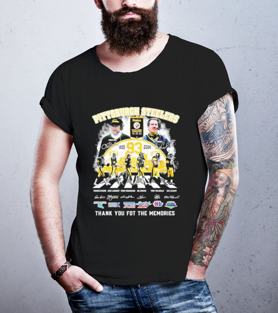 Pittsburgh Steelers Legendary 93 Years Coaches Players Signatures Memories T-Shirt
