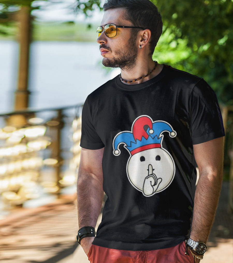Silent Fool Jester Emoji Quiet Gesture T-Shirt