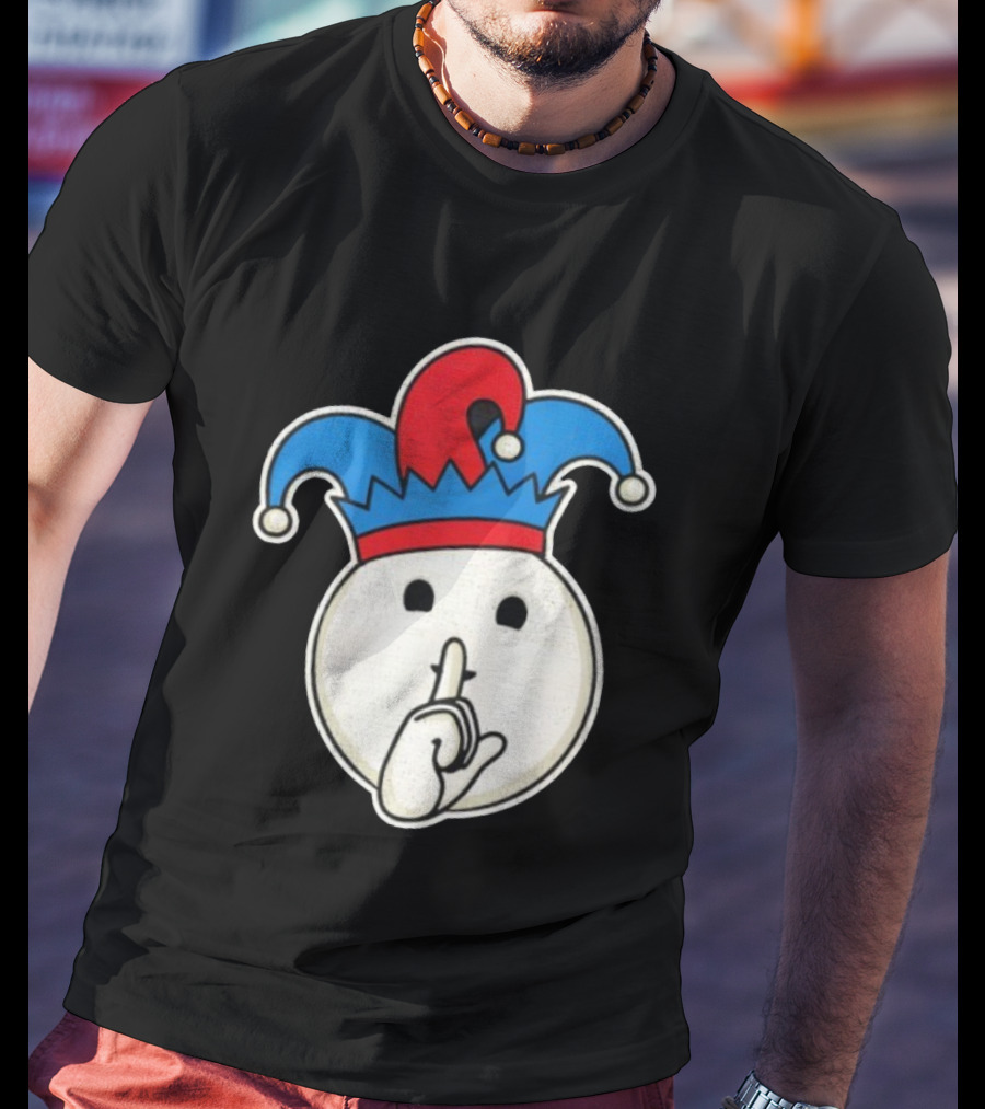 Silent Fool Jester Emoji Quiet Gesture T-Shirt