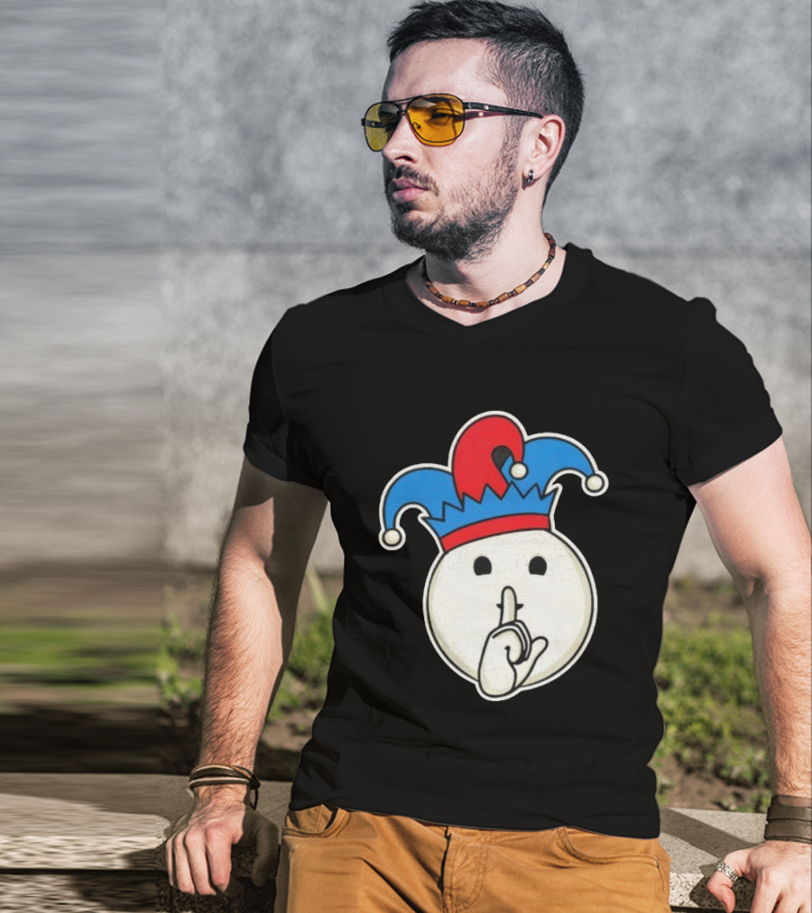 Silent Fool Jester Emoji Quiet Gesture T-Shirt