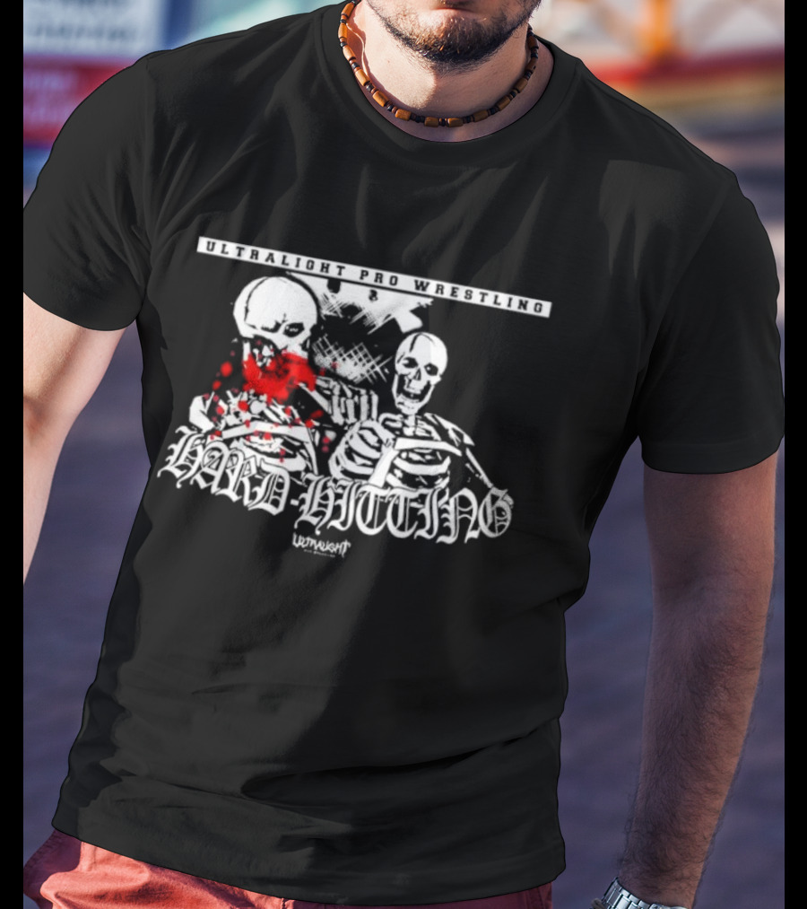 ULTRALIGHT Pro Wrestling Hard Hitting Skeletons Combat Scene T-Shirt