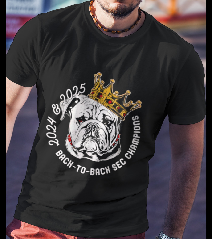 2024 2025 Back-to-Back SEC Champions Bulldog Crown T-Shirt