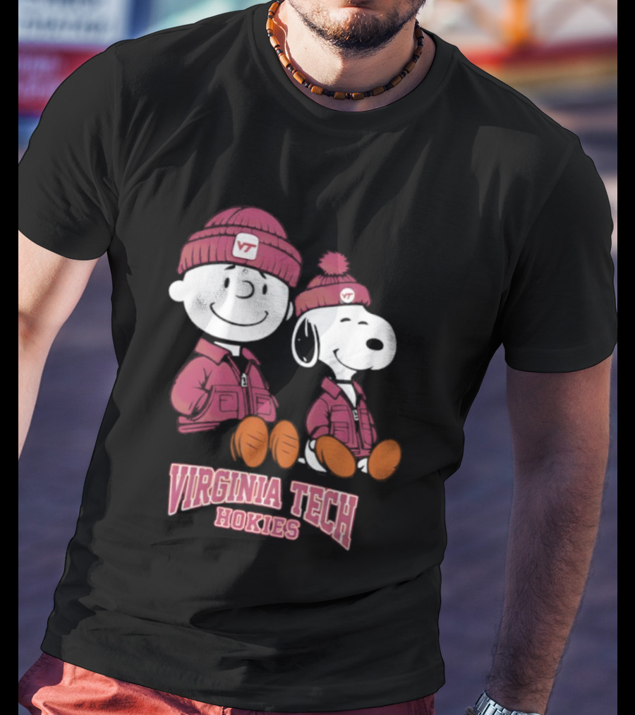 Virginia Tech Hokies Snoopy Charlie Brown Peanuts VT Collaboration T-Shirt