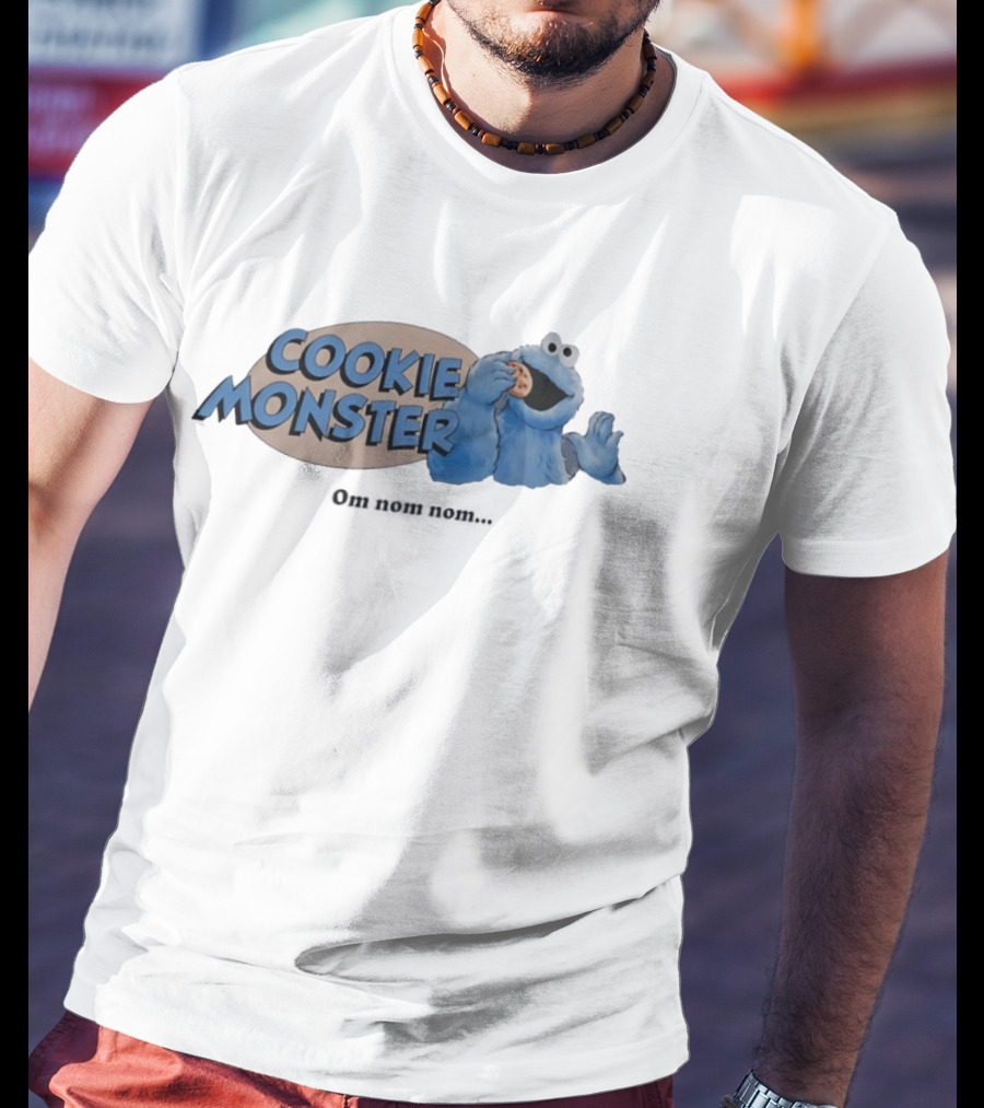 Cookie Monster Om Nom Nom Cookie Eating Fun T-Shirt
