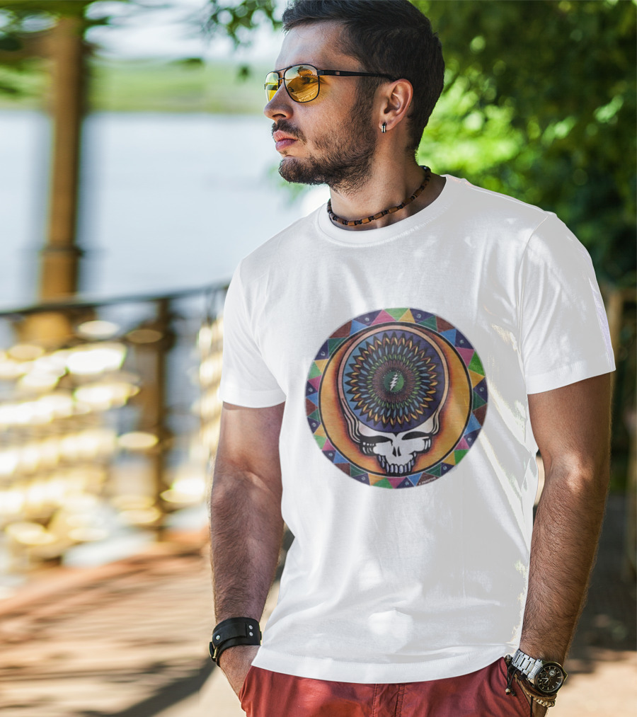 Grateful Dead Steal Your Face Skull Mandala Lightning Bolt T-Shirt