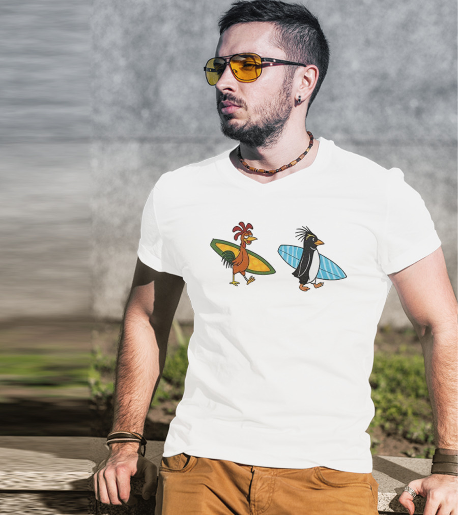 Joe And Cody Surfing Chicken And Penguin Adventure T-Shirt