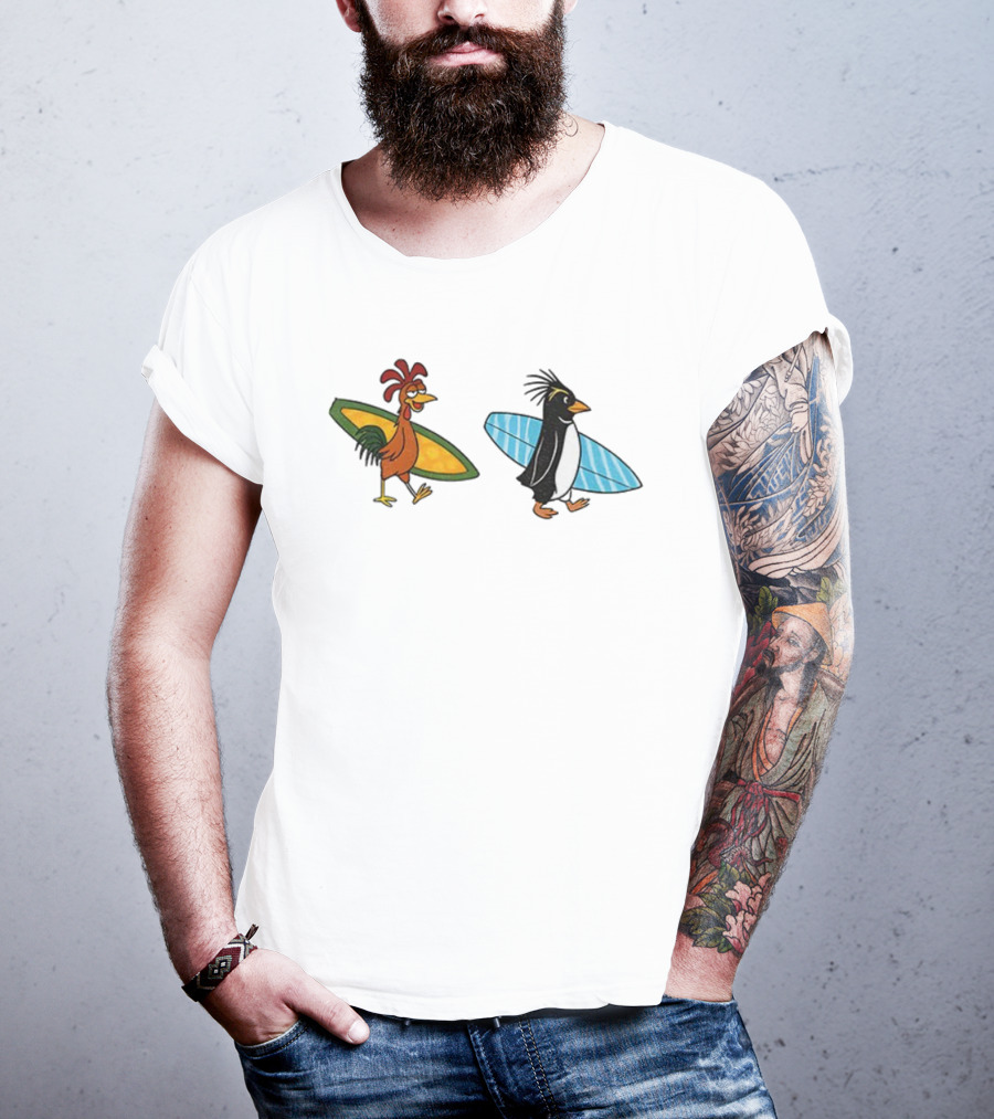 Joe And Cody Surfing Chicken And Penguin Adventure T-Shirt