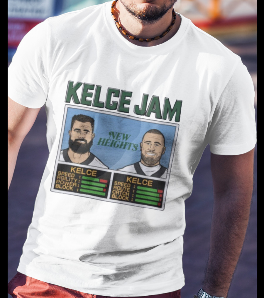 Kelce Jam New Heights Speed Agility Power Route Catch Block T-Shirt