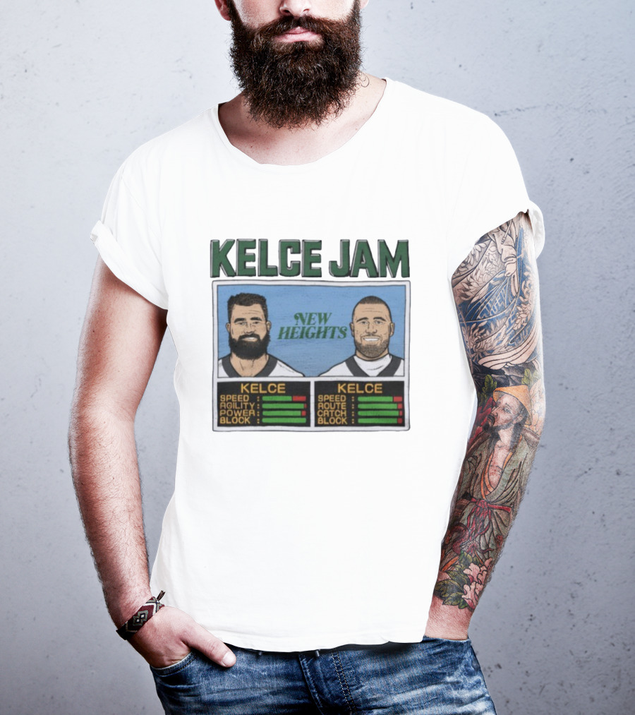 Kelce Jam New Heights Speed Agility Power Route Catch Block T-Shirt