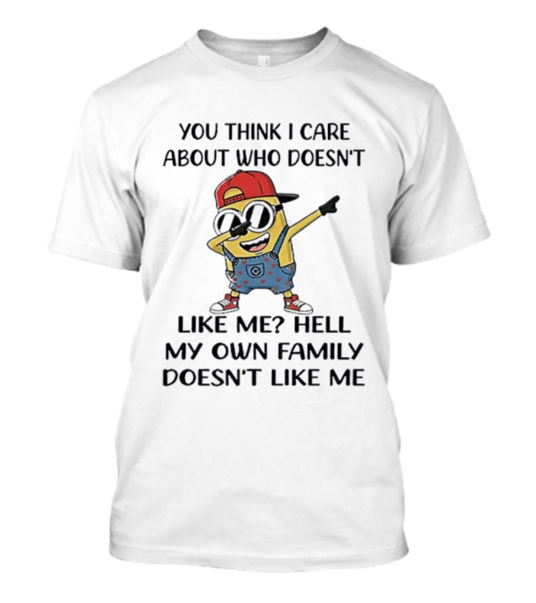 Minion Dabbing In Overalls With Attitude And Red Cap T-Shirt