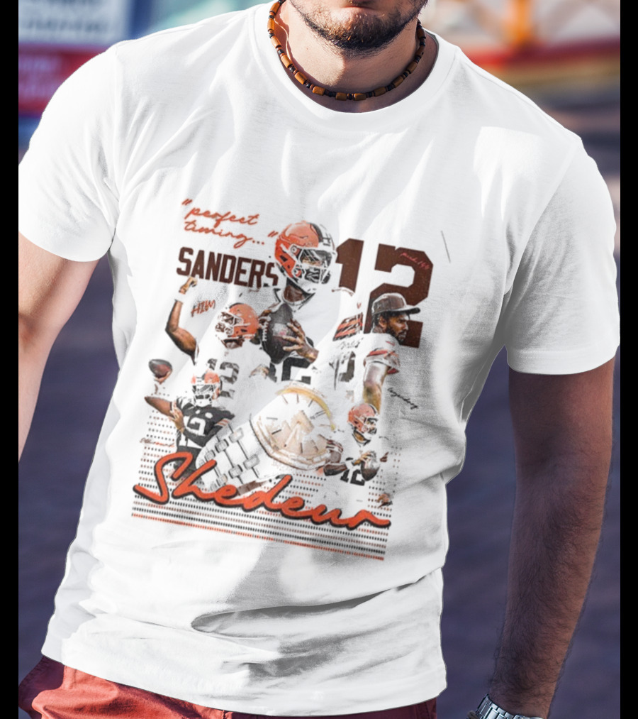 Shedeur Sanders 12 Perfect Timing Cleveland Browns NFL Football 2025 T-Shirt