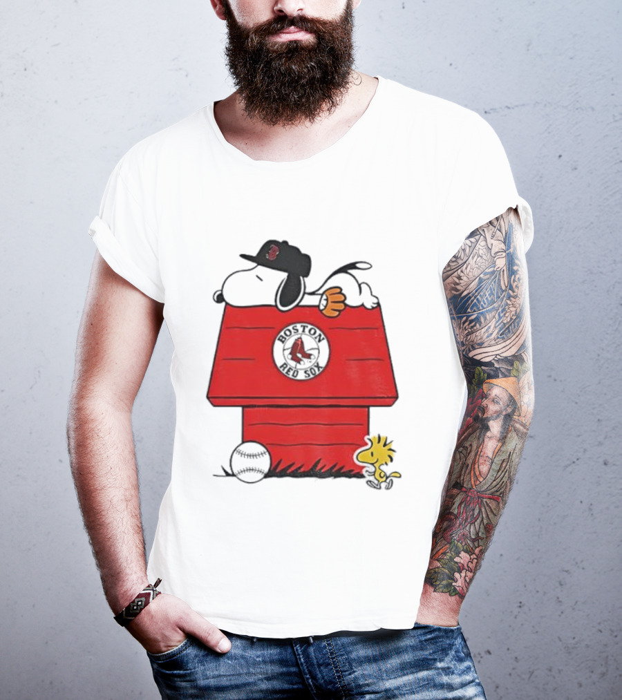 Snoopy Woodstock Boston Red Sox Dugout MLB Baseball T-Shirt