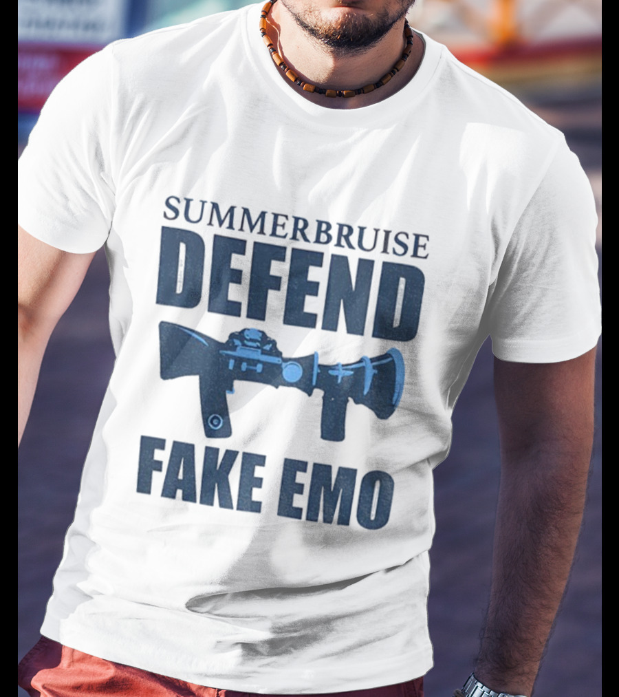 Summerbruise Defend Fake Emo Gun Graphic T-Shirt