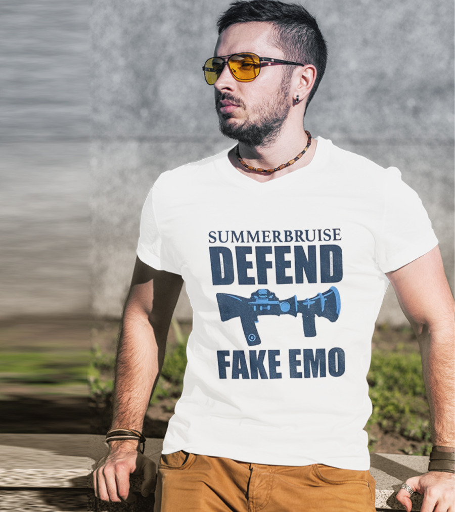 Summerbruise Defend Fake Emo Gun Graphic T-Shirt